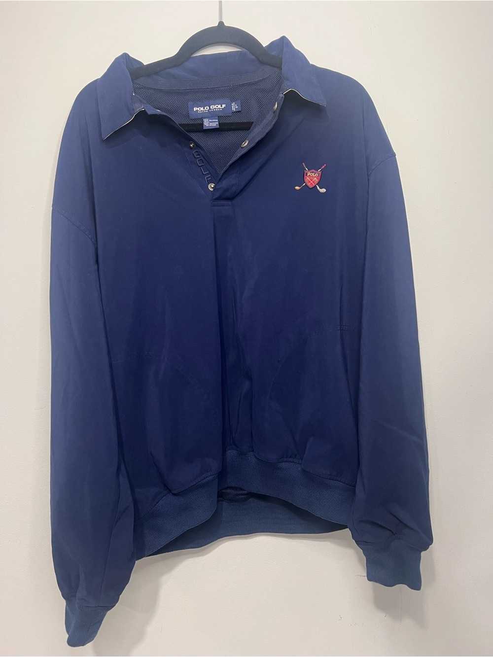 Polo Golf Navy Half-Zip Sweater with Crest Size L